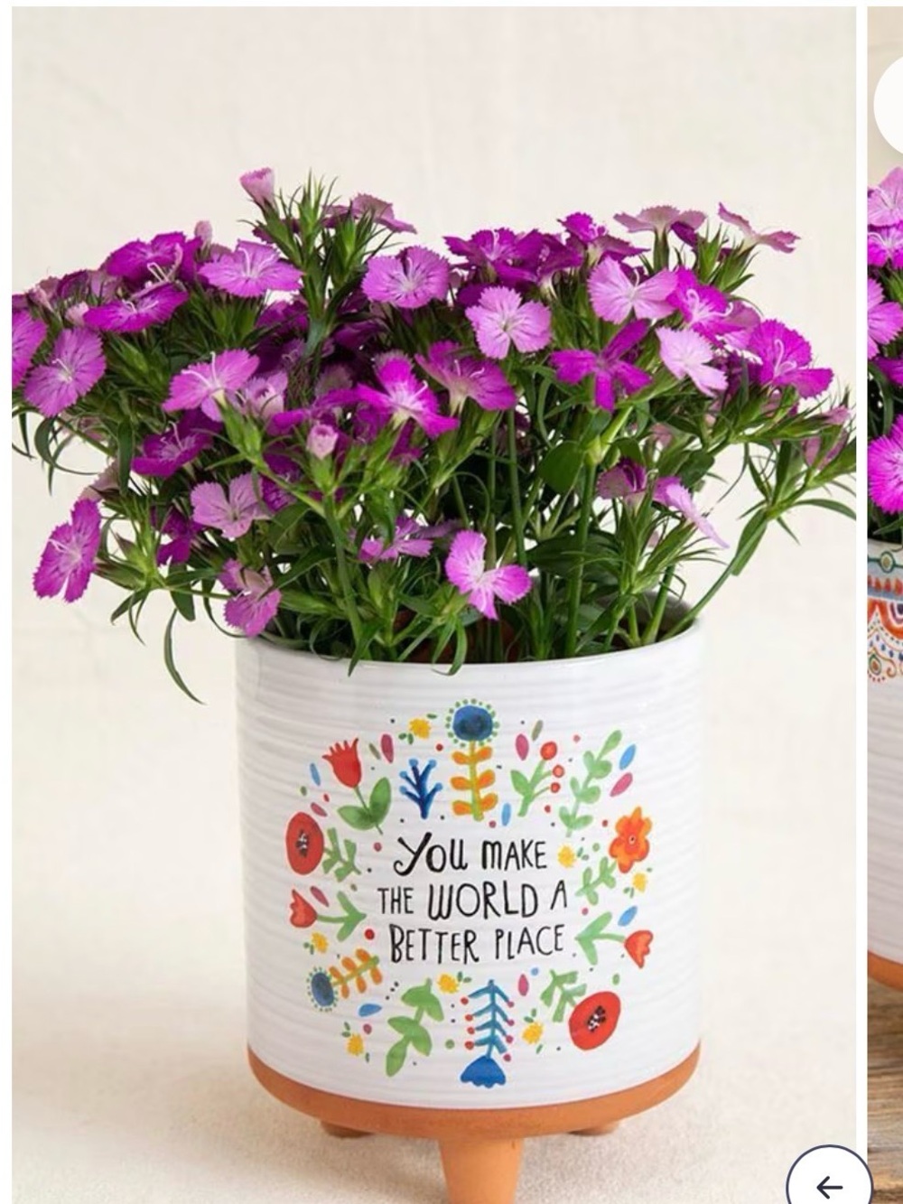 NEW! Natural life You Make the World Better Small Artisan Planter - Picture 2 of 3